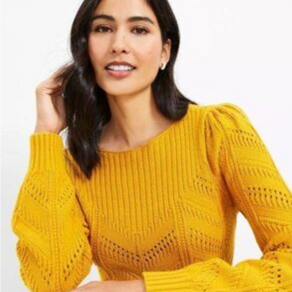 Loft Yellow Knit Long Sleeve Sweater